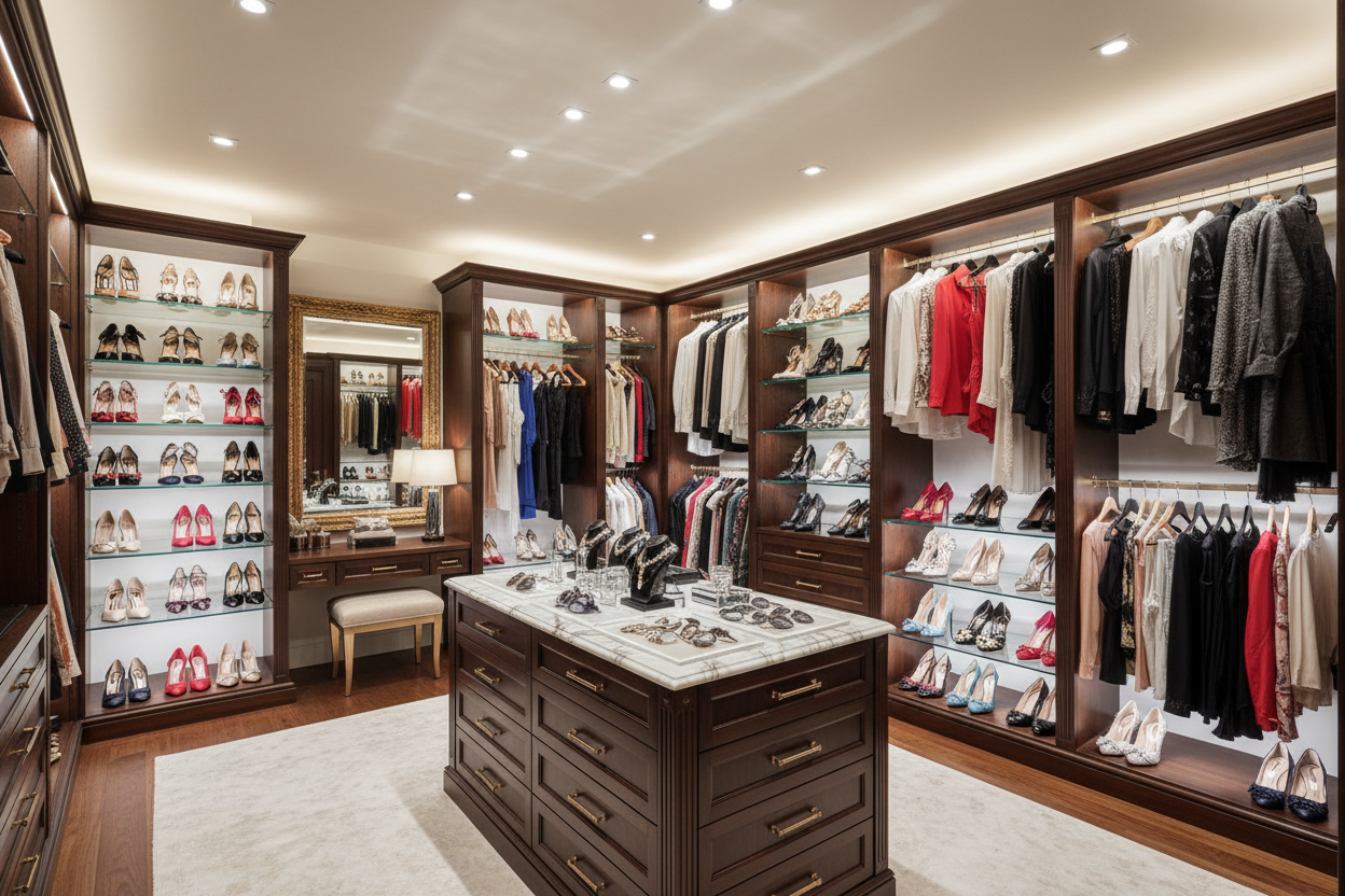 garde robe ranger et chaussures de luxe